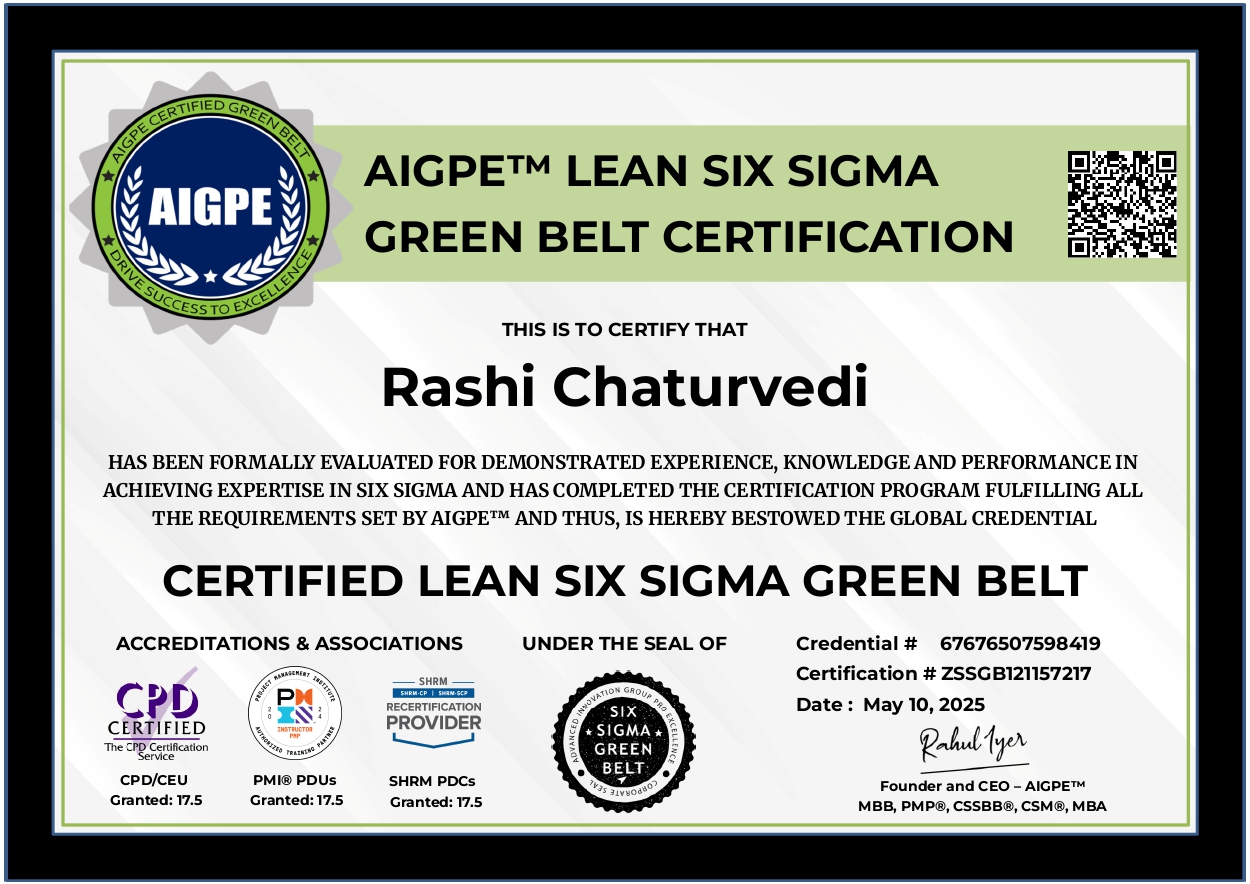 udmey Six Sigma Cirtificate